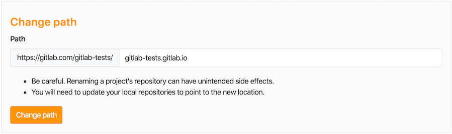 Change repository's path